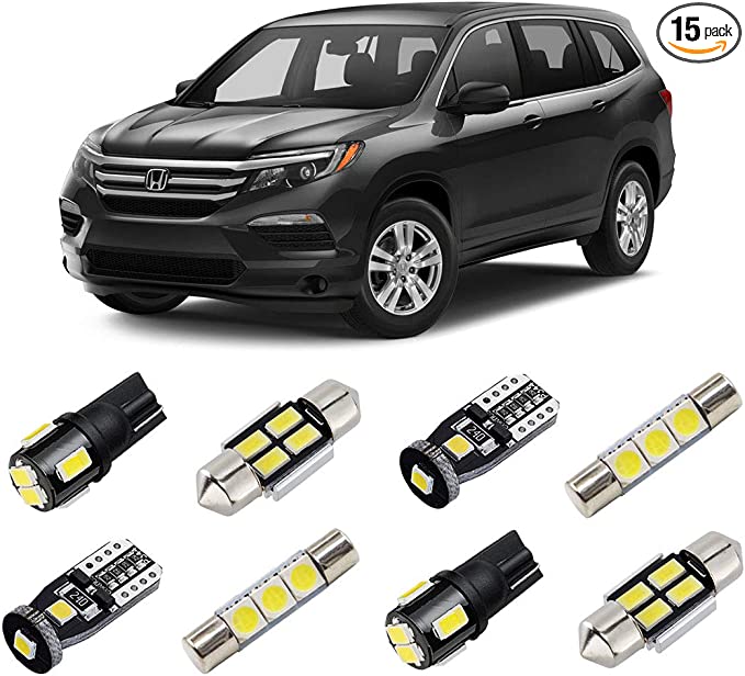 BRISHINE White Interior LED Lights Kit for Honda Pilot 2016 2017 2018 2019 2020 Super Bright 6000K LED Interior Light Bulbs Package and Install Tool