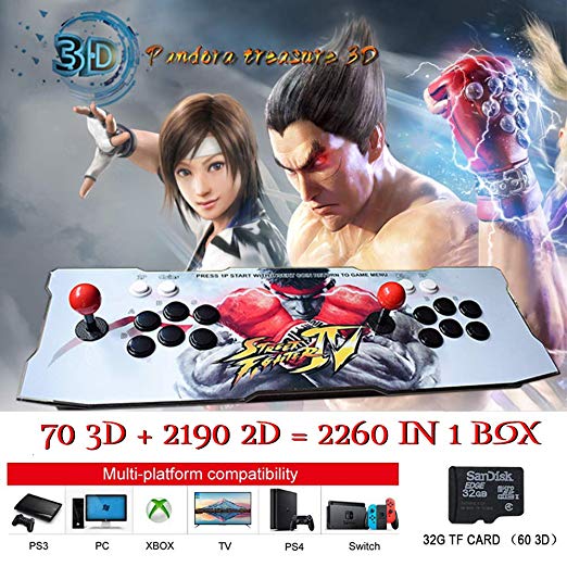 ElementDigital Arcade Game Console 1080P 3D & 2D Games 2260 in 1 Pandora's Box 70 3D Games 2 Players Arcade Machine with Arcade Joystick Support Expand 6000  Games (2260 Games in 1 Box)