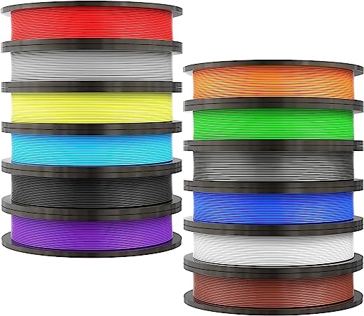 3Dgenius PLA 3D Printer Filament Bundle 12 Colors Pack, 500g Per Spool PLA Filament 1.75mm Bundle, Totally 6kg 3D Printing Filament with Dimensional Accuracy  /- 0.02mm