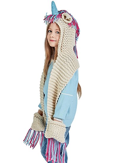 Doctor Unicorn Unicorn Hat With Scarf Pocket Knitted Hood Crochet Beanies Gifts 5 Styles
