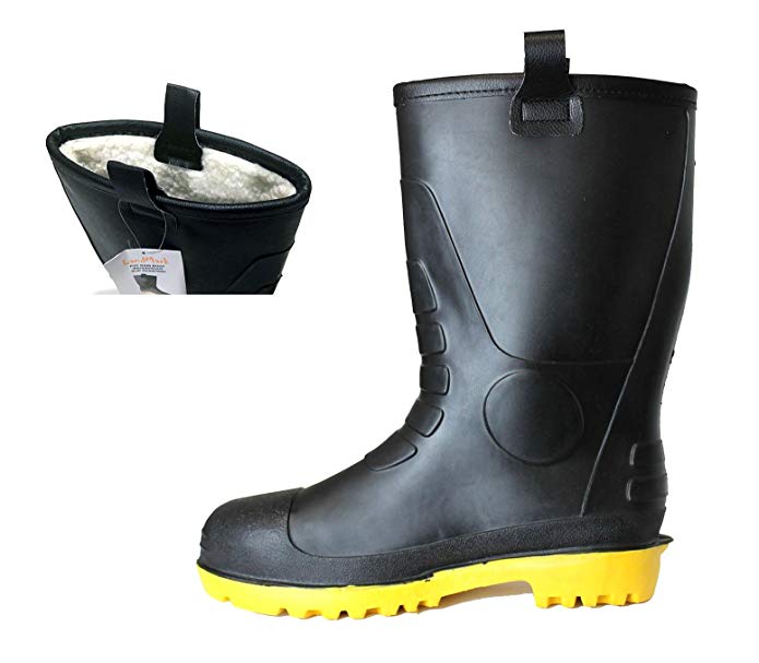 LM Mens Waterproof Fur Interior Rubber Sole Winter Snow Rain Boots Insulated