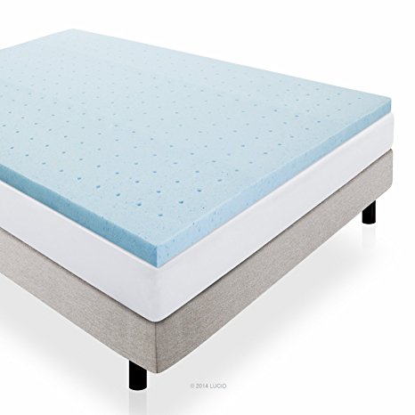 Lucid 2-Inch Gel Infused Ventilated Memory Foam Mattress Topper, 3-Year Warranty, Full