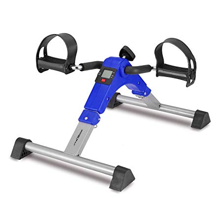 Foldable Pedal Exerciser, Under Desk Mini Exercise Bike Equipment with Electronic Display for Legs and Arms Workout