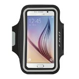 Lifetime Hassle-Free Warranty Galaxy S6 Armband JampD Sports Armband for Samsung Galaxy S6 Key holder Slot Perfect Earphone Connection while Workout Running Black