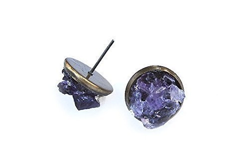 Raw Amethyst Stud Earrings - Raw Stone Earrings, February Birthstone, Mineral Earrings, Amethyst Studs, Crystal Earrings