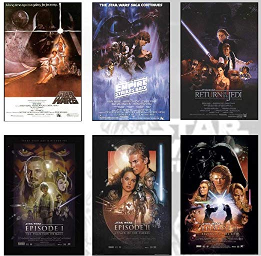 Star Wars Deluxe Set of 6 Movie Posters From ALL the Star Wars Movies