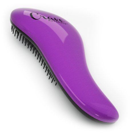 Crave Naturals Glide Thru Detangling Brush - Detangler Hair Brush for Adults or Children - Purple
