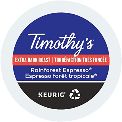 Timothy's World Coffee 74-01120 Rainforest Espresso K-cups, Extra Bold, 96-Count