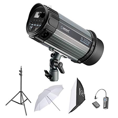 Neewer 300W Studio Strobe Flash Photography Lighting Kit:(1)Monolight,(1)6.5 Feet Light Stand,(1)Softbox,(1)RT-16 Wireless Trigger Set,(1)33 Inches Umbrella for Video Location and Portrait Shooting