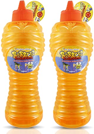 Haktoys 2-Pack Bubble Bottle Replacement Refill Solution 67.2 Fl Oz (2 Liters) for Bubble Guns/Shooters/Machines | Safe and Non-Toxic | Wand Not Included | Fun Bubbles for Kids and Adults