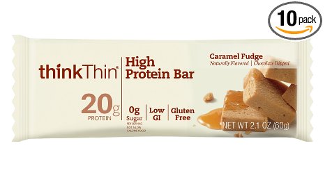 thinkThin High Protein Bars, Caramel Fudge, 2.1 oz Bar (10 Count)