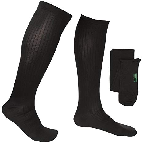 EvoNation Men's USA Made Graduated Compression Socks 8-15 mmHg Mild Pressure Medical Quality Knee High Orthopedic Support Stockings Hose - Best Comfort Fit, Circulation, Travel (Small, Black)