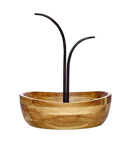 Gourmet Basics by Mikasa Vienna Acacia Wood Fruit Bowl with Banana Hook