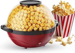 Giantex Popcorn Popper Machine, 6 Quarts/24 Cups Electric Popcorn Maker with Nonstick Plate, Stirring Rod, Serving Bowl Lid, Quick Heating, Electric Hot Oil Popcorn Popper for Home Family Use (Red)