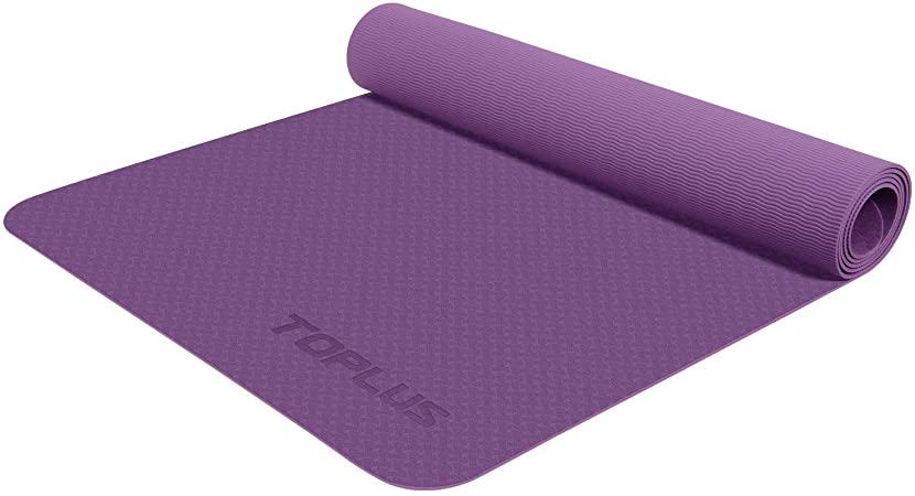 TOPLUS Yoga Mat, Fitness & Exercise Mat - Classic 4mm Thick Eco Friendly Non Slip Workout Mat with Carrying Strap for Yoga, Pilates, Gym and Floor Workouts