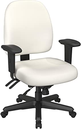 Office Star Back Mid Ergonomic Office Desk Chair with Adjustable Height, Tilt, and Padded Arm Rests, Dillon Snow Fabric