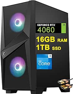 MSI Codex R Gaming Desktop Intel 10-Core i5-13400F Processor (Beats i7-12700F) 16GB RAM 1TB SSD Geforce RTX 4060 8GB Graphic DisplayPort 2.5G Ethernet ARGB Fan Air Cooling Win11 Black   HDMI Cable