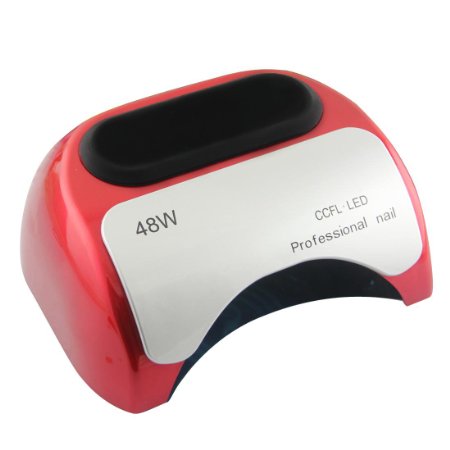 LKE 48W Nail Polish Gel Art Tools Professional CCFL LED UV Lamp Light 110-220V Nail Dryer Automatic Induction 10s 20s 30s Timer (red)