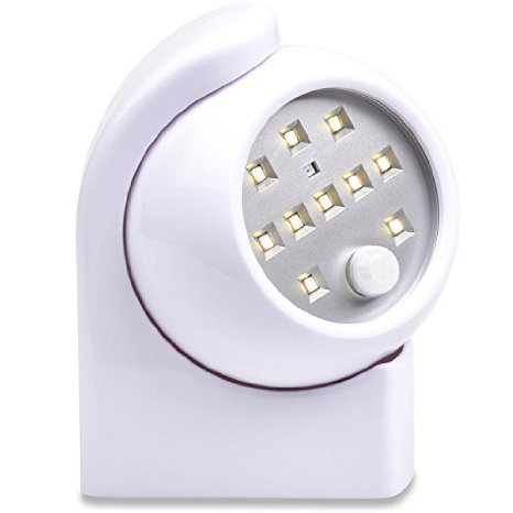 Motion Sensor Night Light for Hallway, Stairs, Closet, Bedroom, Kitchen & More - LED Wall Light Fixture w/ Stick Anywhere Mounts for Indoor/Outdoor Use (White)