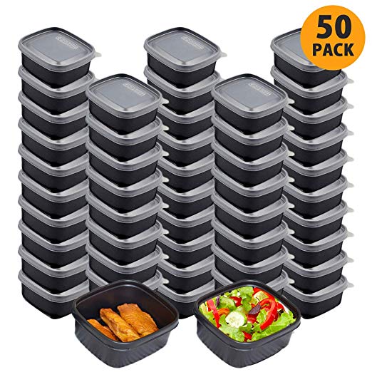 Meal Prep Containers Food Storage Containers with Lids - Stackable, Reusable, Microwave, Dishwasher & Freezer Safe - 8.5 oz, 50 Packs