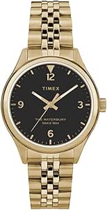 Timex Women's Waterbury Traditional 34mm Watch – Gold-Tone & Black with Gold-Tone Stainless Steel Bracelet