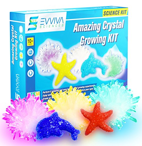 Crystal Growing Kits - Evviva Sciences – Science Kit To Make & Grow Rocks, Crystals, Gems – Easy All Inclusive Set – Fun Chemistry, Geology & Learning Experiment Toy For Kids – w/ eBook & video