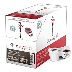 Skinnygirl Coffee Pods, Americano, Espresso Roast Coffee in Single Serve Pods for Keurig K Cups Brewers, 24 Count Per Box, 2 Boxes