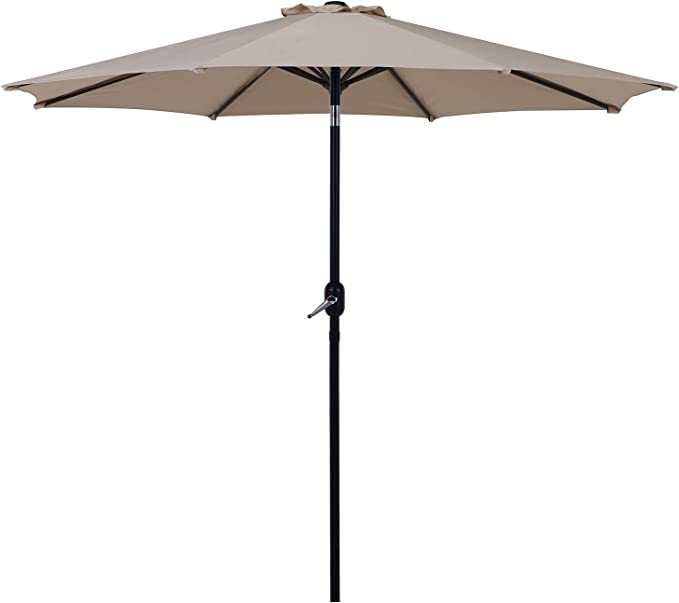 Grand Patio 9 FT Enhanced Patio Umbrella with 8 Ribs, Table Umbrella with Crank/Tilt, Outdoor Shades for Pool Garden Yard Deck Beach, Beige