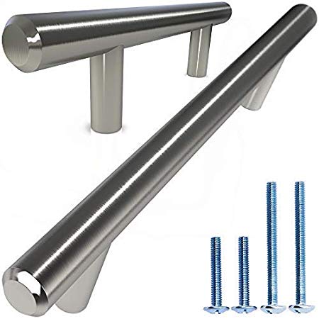 Alpine Hardware | 50Pack ~ 3-3/4" (96mm) Hole Center | Solid Stainless Steel, Bar Handle Pull with A Fine-Brushed Satin Nickel Finish | Kitchen Cabinet Hardware/Dresser Drawer Handles