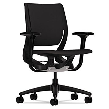 HON Purpose Onyx Shell Mid-Back Chair with Adjustable Arms for Office or Computer Desk, Black Fabric