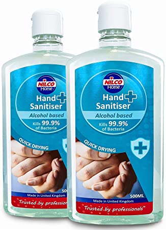 Nilco Hand Sanitiser Antibacterial Hand Sanitising Gel 500ml x 2 Bottles