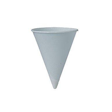 SOLO 42BR-2050 Bare Eco-Forward Treated Paper Cone Water Cup, Rolled Rim, 4.25 oz. Capacity, 2.9" x 3.7", White (Case of 5,000)