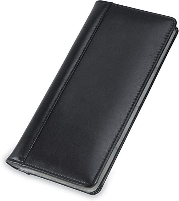 Samsill Regal Leather Business Card Holder with Padded Cover, Book Holds 96 Business or Credit Cards, Black