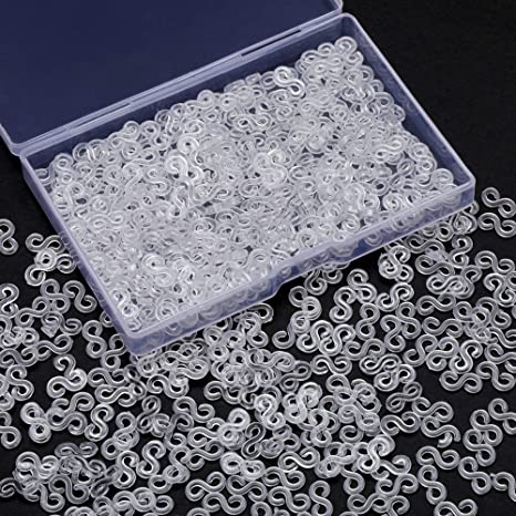 500 Pieces S Clips Rubber Band Clips Plastic Connectors Refills Kit Clip for Loom Bracelets (Clear)