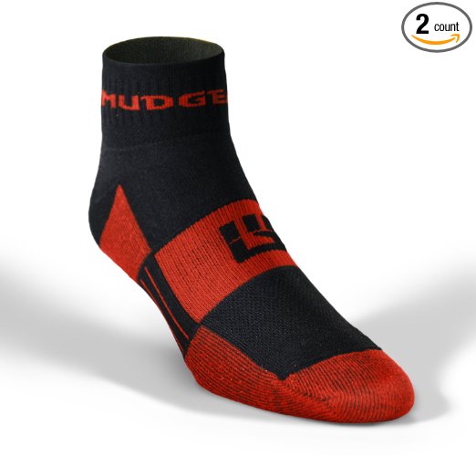 MudGear Trail Socks 1/4 Crew (2 Pair Pack) - The Best Socks For Trail Running, Obstacles Courses, and Adventure Racing