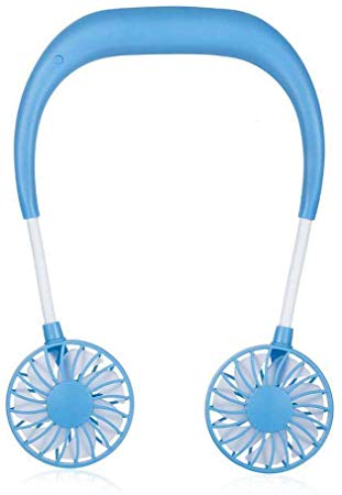 Hands-Free Neckband Fan,Hand Free Personal Fan,Headphone Design Wearable Portable USB Rechargeable Neckband Mini Fan (3 Speeds, 5-10 Working Hours) Blue