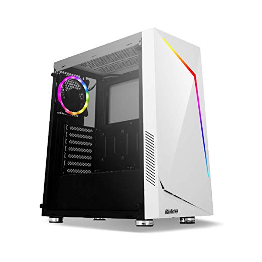 Antec NX Series NX300 White, Mid-Tower ATX Gaming Case, Tempered Glass Side Panel, LED Strip Front Panel, 1 X 120 mm ARGB Fan Included