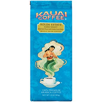 Kauai Whole Bean Coffee, Koloa Estate Dark Roast – 100% Premium Arabica Whole Bean Coffee from Hawaii’s Largest Grower - Bold, Rich Flavor with Nutty Notes and Sweet Chocolate Overtones (10 Ounces)