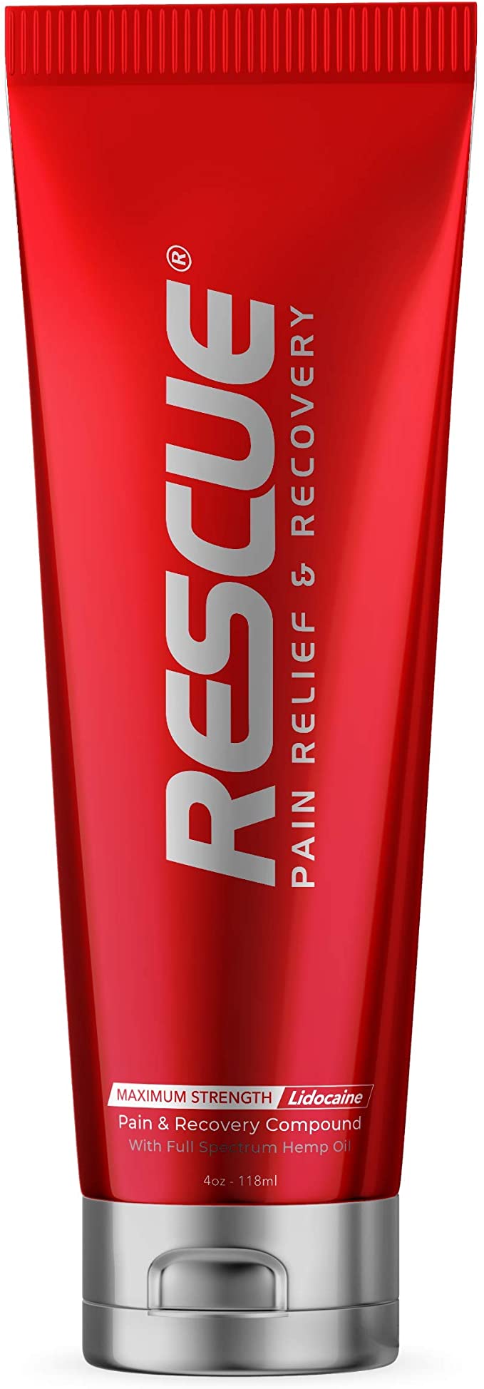 Rescue Pain Relief and Recovery Cream 4 oz Maximum Strength Lidocaine HCl 4% OTC made in the USA - 10+ Ingredients to Fight Inflammation and Soothe Stiff, Aching Muscles, tendons, ligaments and Joints