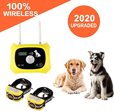 Wireless Dog Fence Containment System, Dual Antenna Stronger More Stable Signal, Control Distance 10 To 1000 Feet Adjustment 100 Levels, Independently Developed New Technology, Applied for US Patent