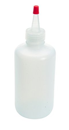 Vestil BTL-RC-8 Low Density Polyethylene LDPE Round Squeeze Dispensing Bottle with Removable Red Cap 8 oz Capacity Clear