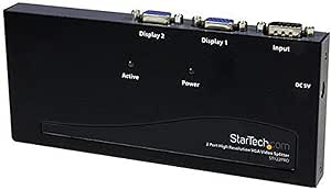 StarTech.com 2 Port High Resolution VGA Video Splitter with Built-in Video Amplifier - 350 MHz - VGA Video Splitter 1 x 2-2048x1536 80Hz