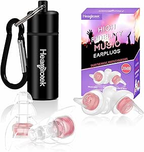 Hearprotek High Fidelity Music Ear Plugs for Women, 20db Noise Reduction Earplugs-Hearing Protection for Concert, Musicians, DJ’s, Festival, Nightclub, Office (Pink)