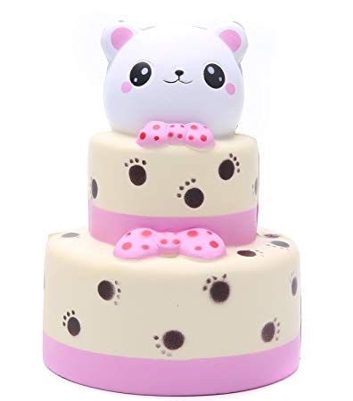 AOLIGE Squishies Slow Rising Jumbo Kawaii Cute Bear Head Cake Panda Creamy Scent for Kids Party Toys Stress Reliever Toy