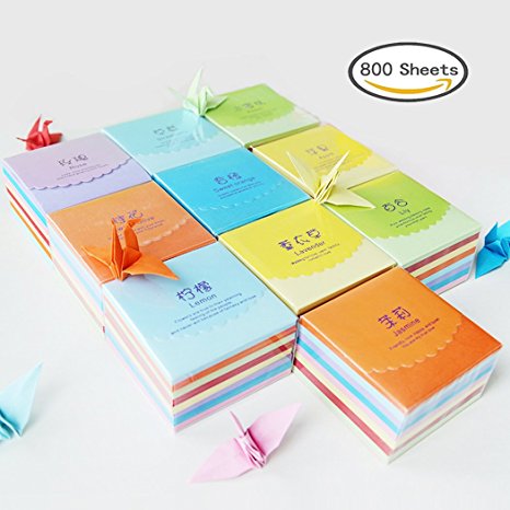 800 sheets Origami Paper, Paper Crane 8 Colors, 800 Sheets( 6.5 by 6.5 cm, or about 2.55 inches by 2.55 inches )