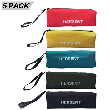 Zippered Canvas Tool Bag with Hanging Loop Multi-purpose Heavy Duty Tool Pouch Handy Tote Bags For Men Women - Smart Assorted Colored Storage Organizer 5 Pack HGJ09-US (5 color assorted)