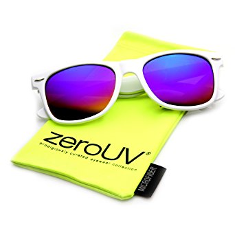 zeroUV ZV-8025 Retro Matte Black Horned Rim Flash Colored Lens Sunglasses