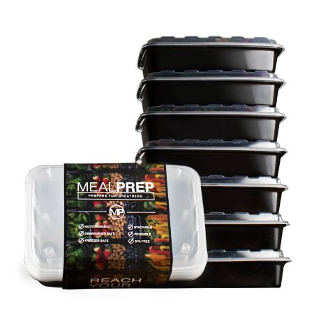 Meal Prep Containers - Stackable Plastic Microwavable Dishwasher Safe Reusable - 28 Oz - (Set of Seven)