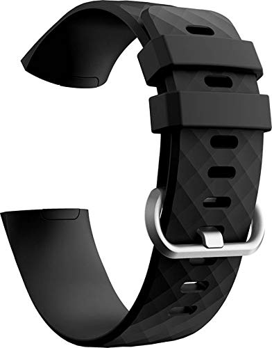 ACUTAS® Silicone Band Strap for Fitbit Charge 3 and Charge 3 SE (Size:Large) (Black)