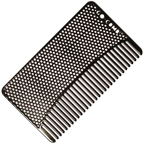 Go-Comb - Wallet Comb - Sleek, Durable Stainless Steel Hair   Beard Comb - Black